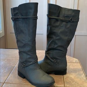 Journee collection wide calf tall riding boot gray